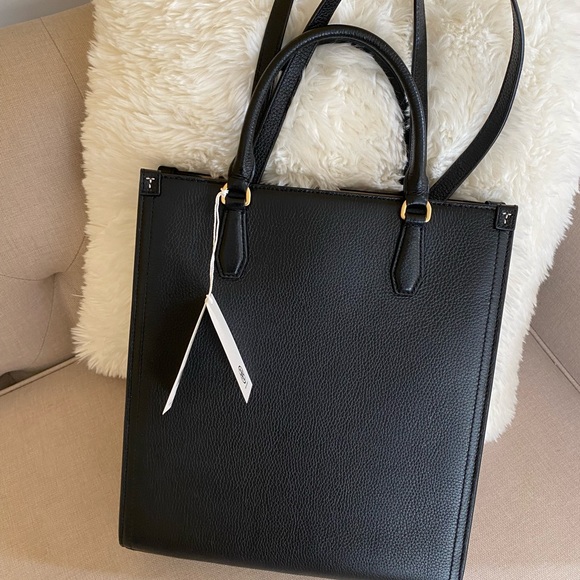 NEW Tory Burch Blake Black Medium Pebbled Leather Shopping Tote Bag Handbag - Picture 4 of 4